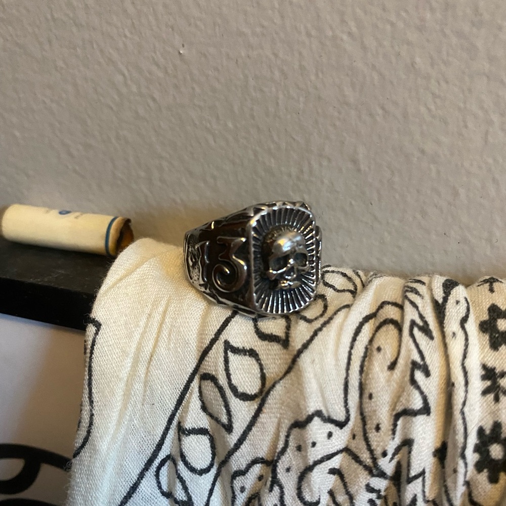 Silver Skull 13 Biker Ring